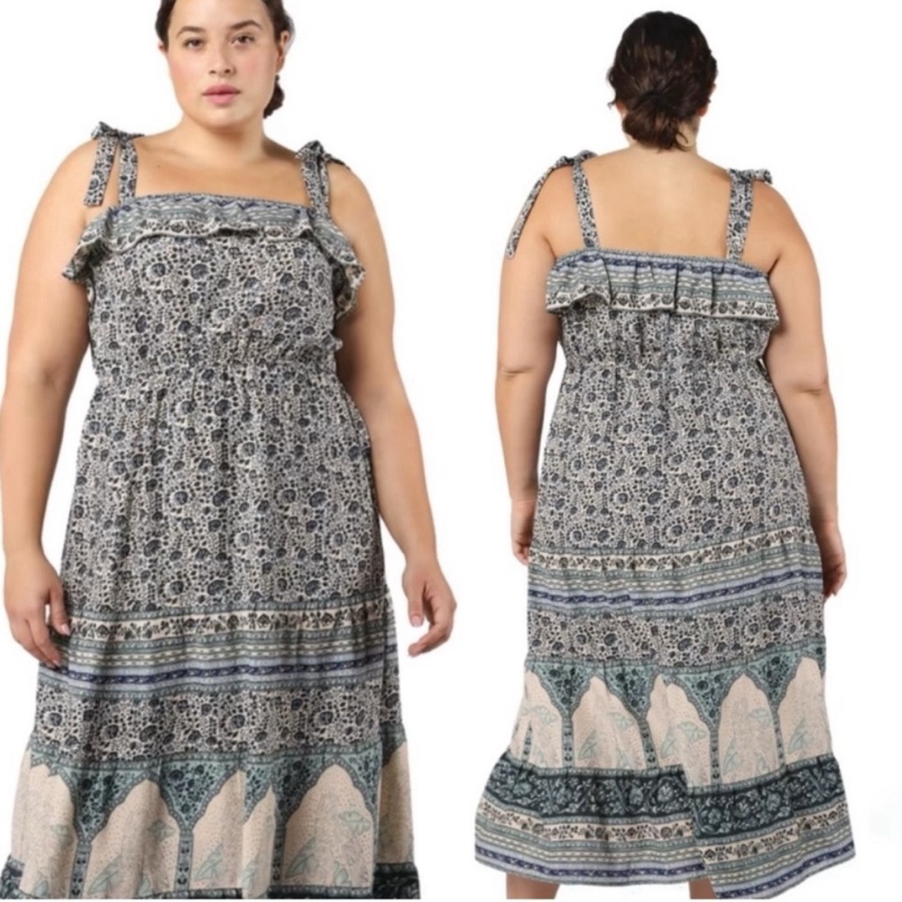 DEX Boho Maxi Dress Tie Shoulder 2X Summer - Picture 1 of 8